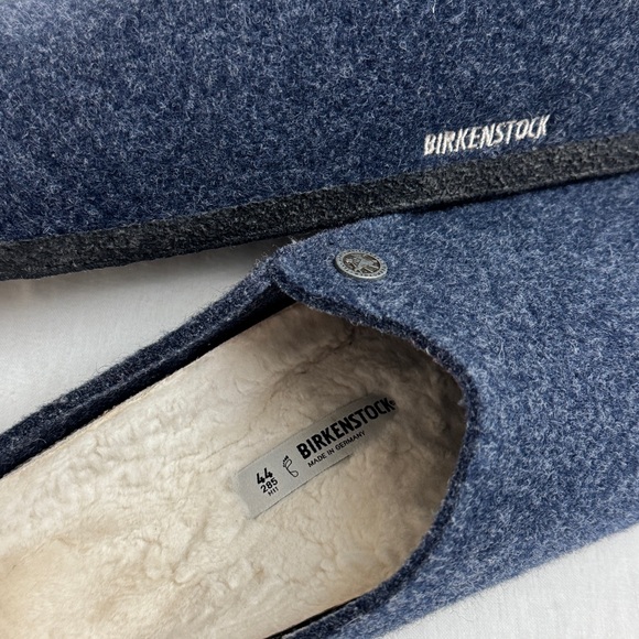 Birkenstock Men's Zermatt Shearling Slipper Clogs In Navy Blue Size 44 - US 11 - Picture 8 of 12